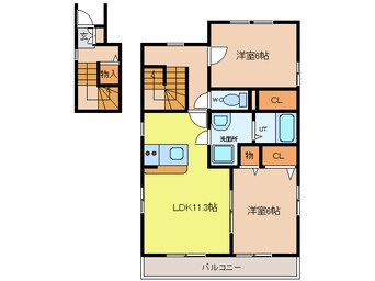 間取図 関西本線（東海）/蟹江駅 徒歩15分 2階 築14年