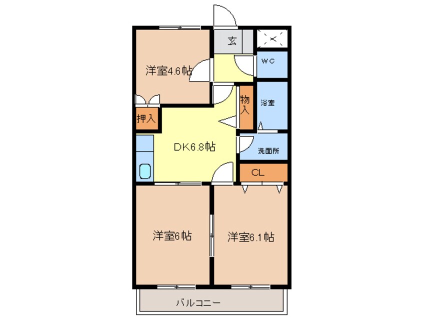 間取図 名鉄尾西線（津島－玉ノ井）/丸渕駅 徒歩5分 2階 築23年