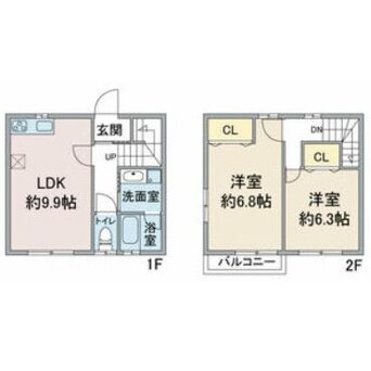 間取図 近鉄名古屋線/佐古木駅 徒歩17分 1-2階 築14年