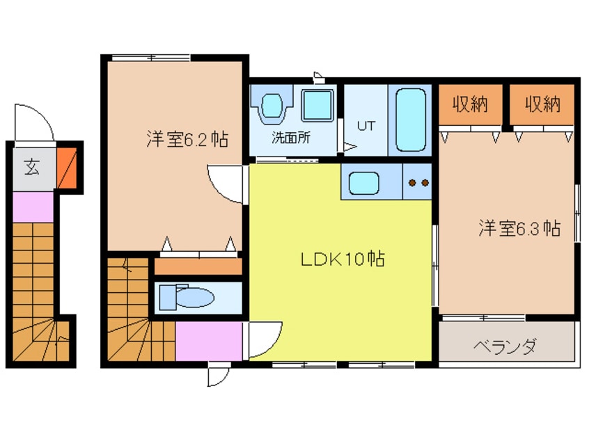 間取図 名鉄津島線･尾西線（須ケ口-弥富）/木田駅 徒歩15分 2階 築12年