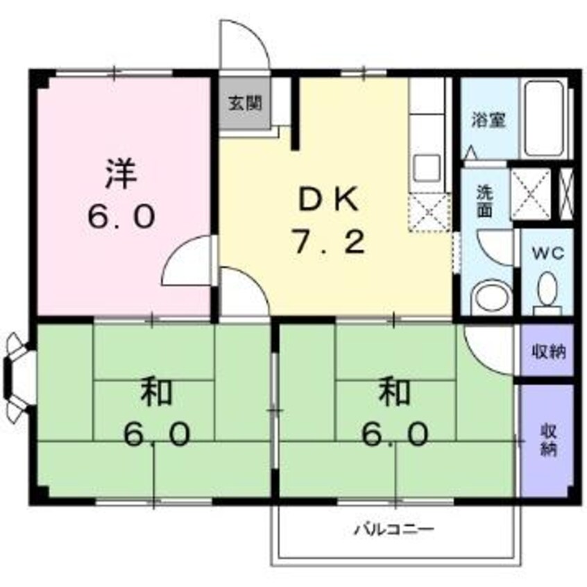 間取図 東海道本線/枇杷島駅 徒歩18分 2階 築30年