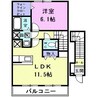 名鉄名古屋本線/新清洲駅 徒歩8分 2階 築18年 1LDKの間取り