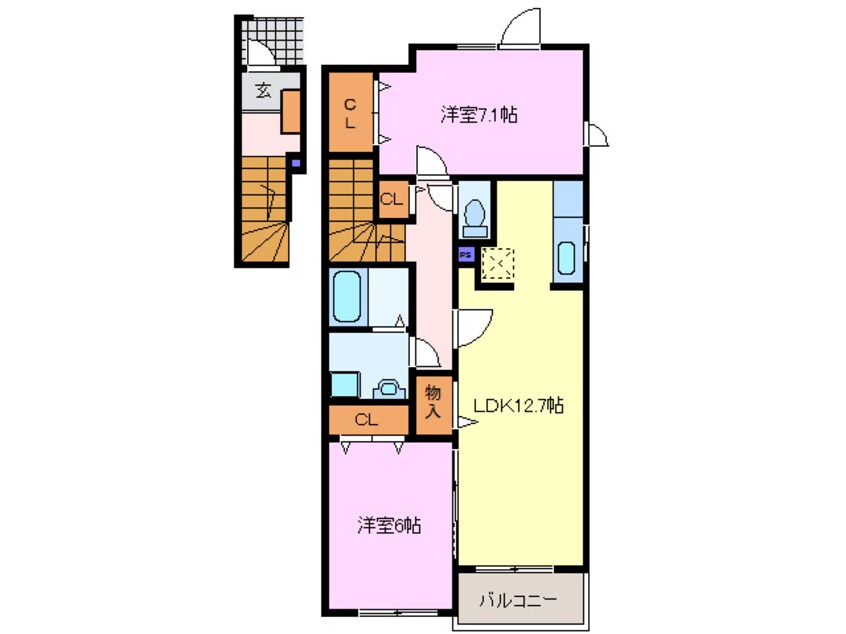 間取図 近鉄名古屋線/近鉄弥富駅 徒歩21分 2階 築15年