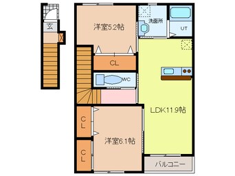 間取図 名鉄尾西線（津島－玉ノ井）/津島駅 徒歩50分 2階 築9年