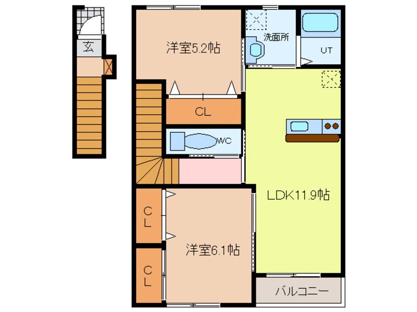 間取図 名鉄尾西線（津島－玉ノ井）/津島駅 徒歩50分 2階 築9年