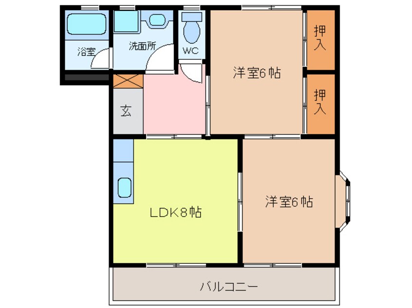 間取図 名鉄尾西線（津島－玉ノ井）/六輪駅 徒歩13分 2階 築23年