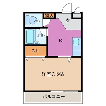 間取図 名鉄津島線･尾西線（須ケ口-弥富）/七宝駅 徒歩28分 4階 築33年