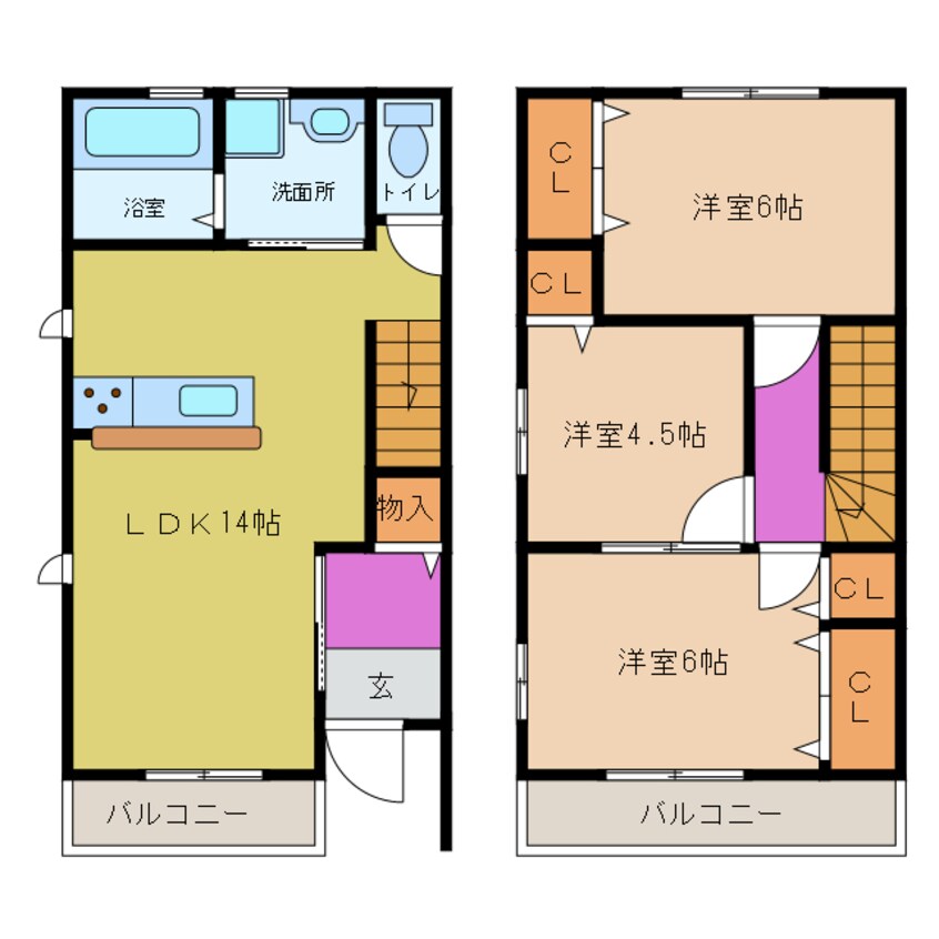 間取図 関西本線（東海）/蟹江駅 徒歩25分 1階 築5年