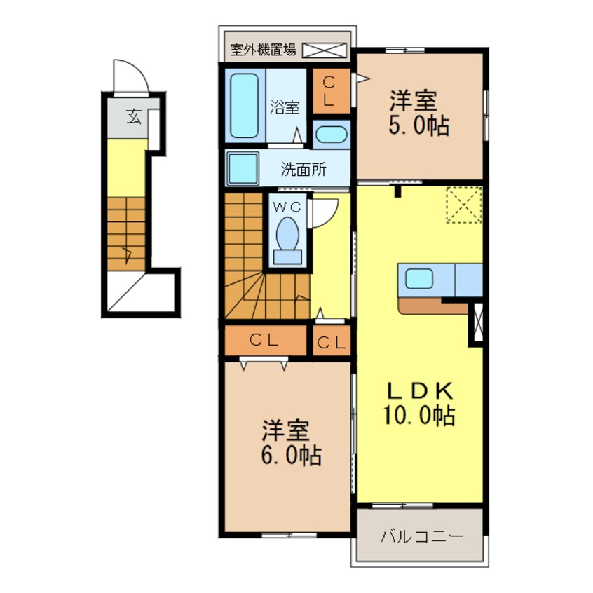 間取図 名鉄名古屋本線/新清洲駅 徒歩17分 2階 築5年