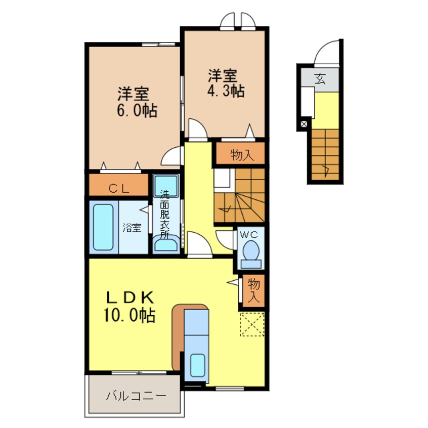 間取図 関西本線（東海）/弥富駅 徒歩14分 2階 築4年