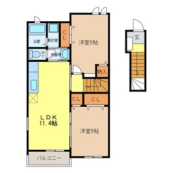 間取図 近鉄名古屋線/近鉄弥富駅 徒歩9分 2階 築14年