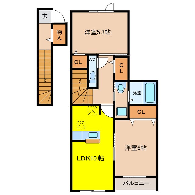 間取り図 近鉄名古屋線/佐古木駅 徒歩28分 2階 築2年