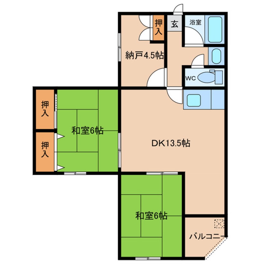 間取図 名鉄津島線･尾西線（須ケ口-弥富）/七宝駅 徒歩26分 5階 築50年