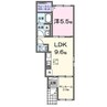 アスフォート 1LDKの間取り