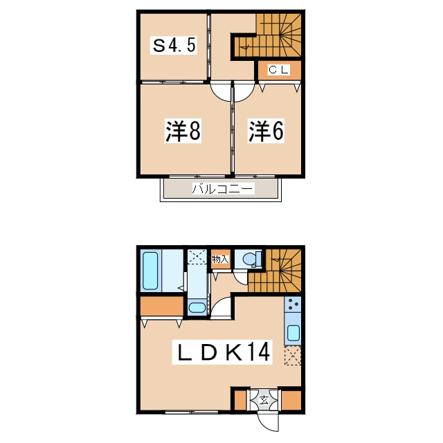 間取り図 東北新幹線（東北地方）/郡山駅 バス21分大島下車:停歩15分 1-2階 築39年