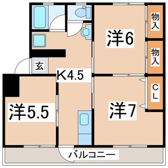 間取図 東北新幹線（東北地方）/郡山駅 バス20分桑野協立病院下車:停歩5分 3階 築44年