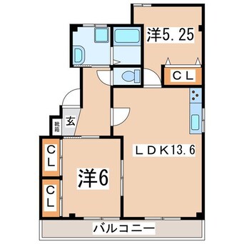 間取図 東北新幹線（東北地方）/郡山駅 バス10分深沢下車:停歩2分 2-3階 築35年