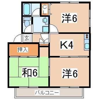 間取図 東北新幹線（東北地方）/郡山駅 バス29分うねめ団地下車:停歩6分 2階 築28年