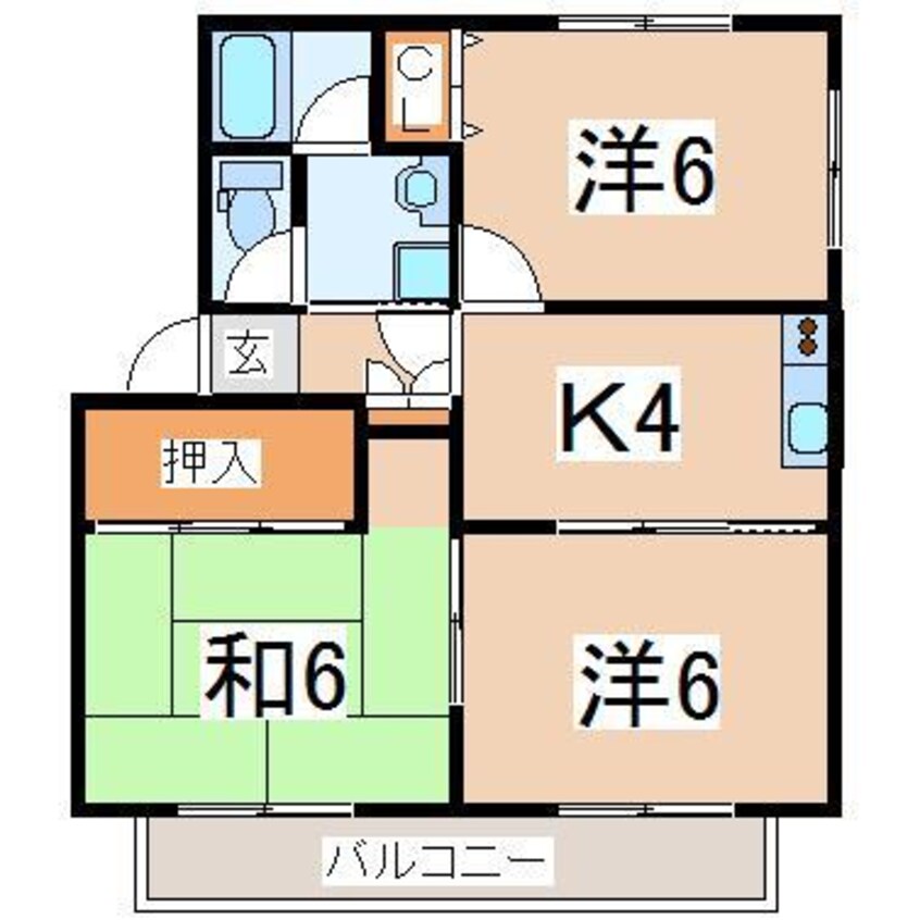 間取図 東北新幹線（東北地方）/郡山駅 バス29分うねめ団地下車:停歩6分 2階 築28年