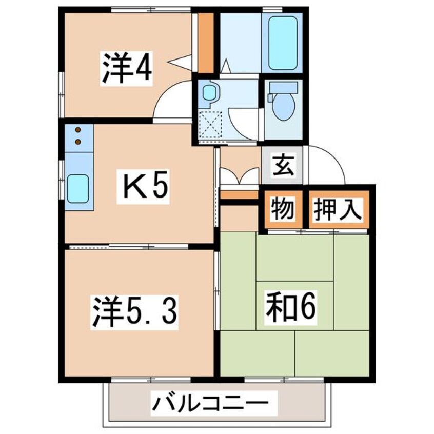 間取図 東北新幹線（東北地方）/郡山駅 バス29分うねめ団地下車:停歩6分 2階 築28年