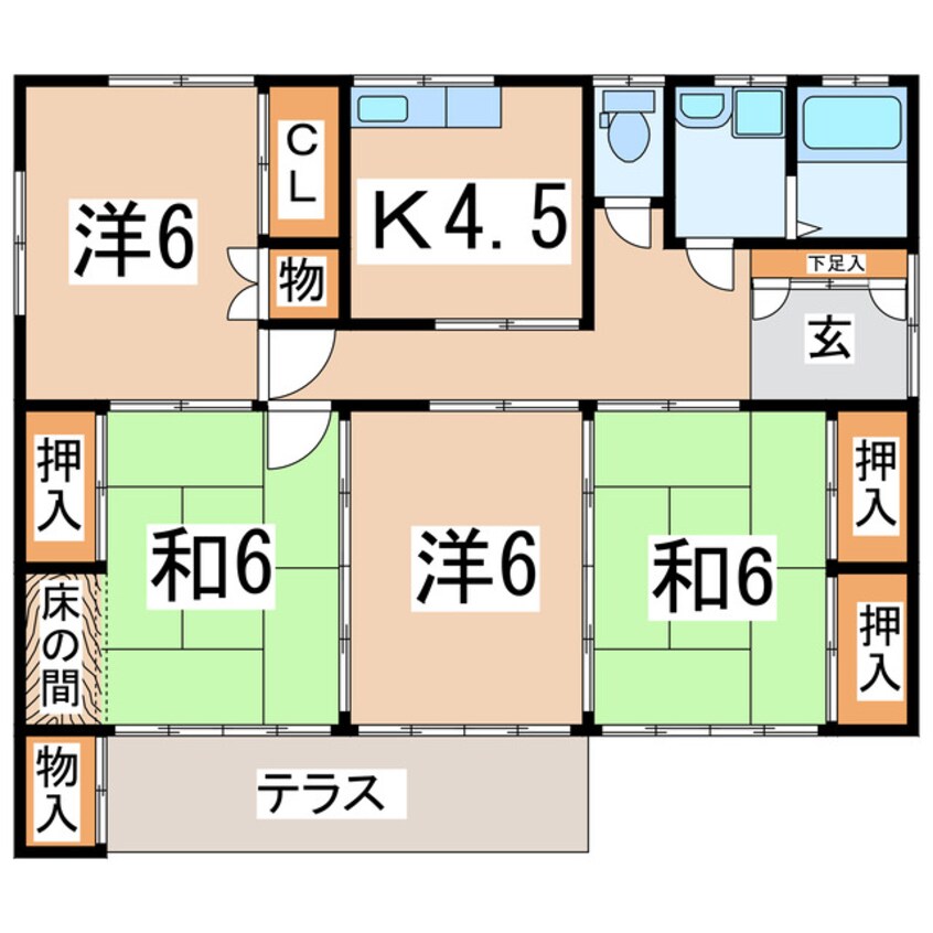 間取図 東北新幹線（東北地方）/郡山駅 バス27分郡山ビックハート下車:停歩7分 1階 築40年