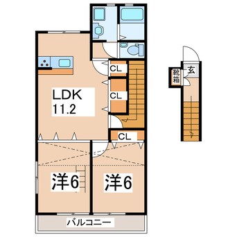 間取図 東北新幹線（東北地方）/郡山駅 バス20分自衛隊下車:停歩5分 2階 築15年