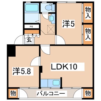 間取図 東北新幹線（東北地方）/郡山駅 バス20分久留米二丁目下車:停歩1分 1-1階 築49年