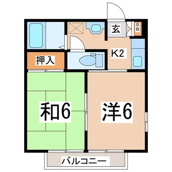 間取図 磐越西線<森と水とロマンの鉄道>/郡山富田駅 徒歩2分 2階 築22年