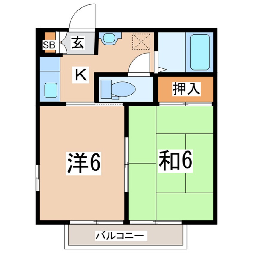 間取図 磐越西線<森と水とロマンの鉄道>/郡山富田駅 徒歩2分 1階 築22年