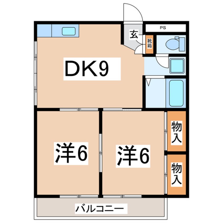 間取図 東北新幹線（東北地方）/郡山駅 バス13分桑野２丁目下車:停歩2分 2階 築36年
