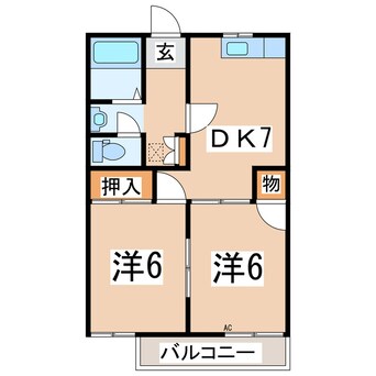 間取図 東北新幹線（東北地方）/郡山駅 バス16分ビッグパレット入口下車:停歩5分 2階 築32年