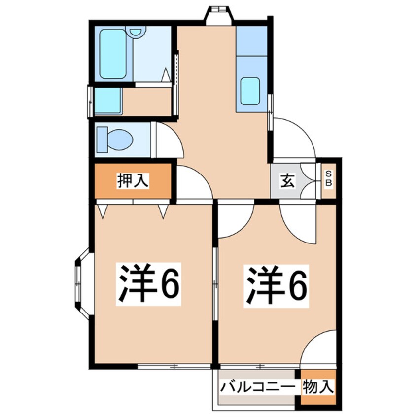 間取図 東北本線/安積永盛駅 徒歩31分 1階 築28年