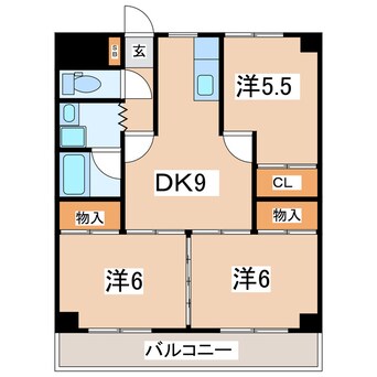 間取図 東北新幹線（東北地方）/郡山駅 バス15分西ノ内１丁目下車:停歩5分 4階 築35年