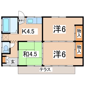 間取図 東北新幹線（東北地方）/郡山駅 バス35分雷神団地下車:停歩2分 1階 築45年