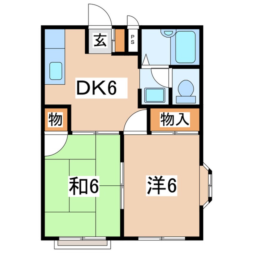 間取図 東北本線/郡山駅 バス26分大槻中学校バス停下車:停歩6分 1階 築35年