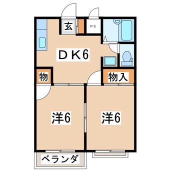 間取図 東北本線/郡山駅 バス32分大槻中学校バス停下車:停歩5分 2階 築35年