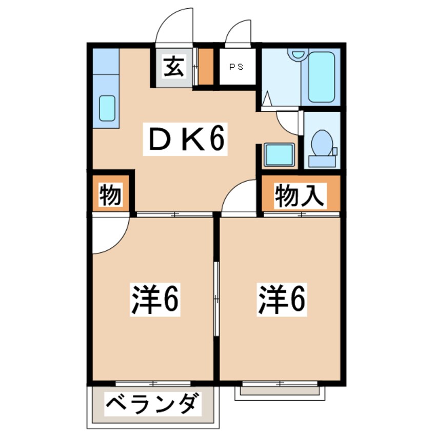 間取図 東北本線/郡山駅 バス32分大槻中学校バス停下車:停歩5分 2階 築35年