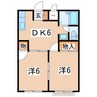 東北本線/郡山駅 バス:32分:停歩5分 1階 築36年 2DKの間取り