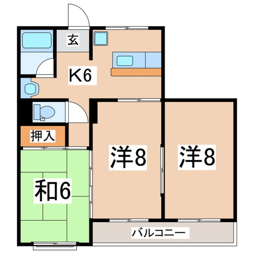 間取図 東北新幹線（東北地方）/郡山駅 バス15分桜小学校下車:停歩3分 2階 築45年