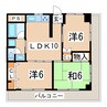 東北本線/郡山駅 徒歩2分 7階 築40年 3LDKの間取り