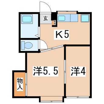 間取図 東北本線/郡山駅 バス17分開成二丁目下車:停歩3分 2階 築42年