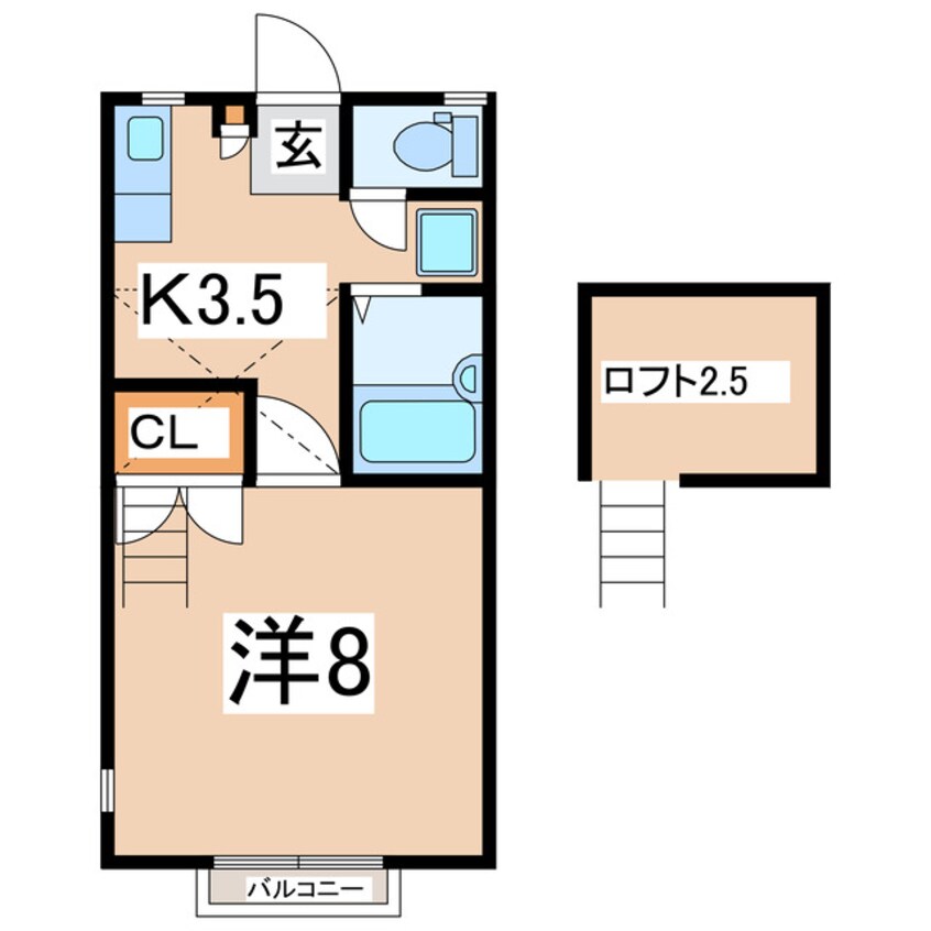 間取図 東北新幹線（東北地方）/郡山駅 バス20分音路下車:停歩7分 2-2階 築34年