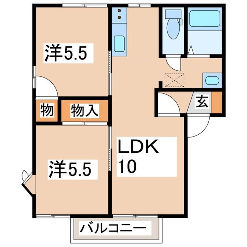 間取図 東北本線/郡山駅 バス19分桜小学校下車:停歩5分 2階 築34年