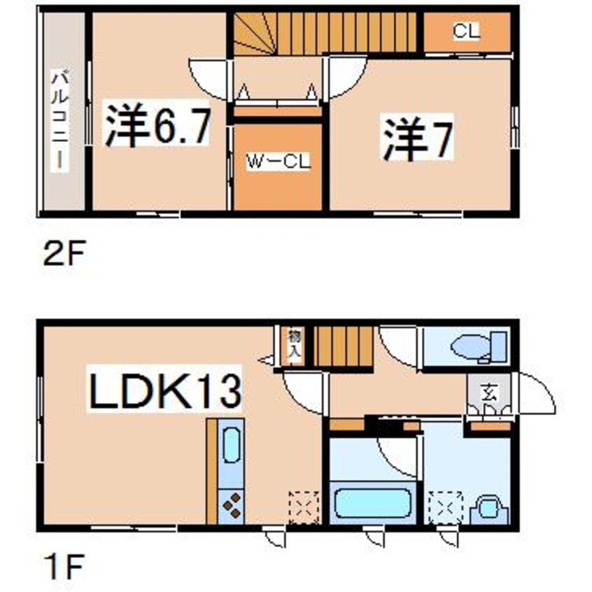 間取図 東北新幹線（東北地方）/郡山駅 徒歩34分 1-2階 築9年