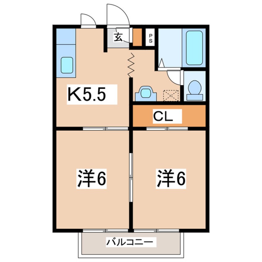 間取図 東北本線/郡山駅 バス16分安積二丁目下車:停歩9分 1階 築26年