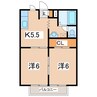 東北本線/郡山駅 バス:16分:停歩9分 1階 築26年 2Kの間取り