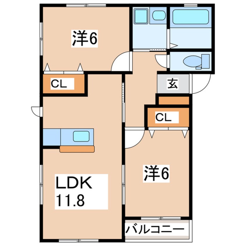 間取図 東北本線/郡山駅 バス18分島東下車:停歩4分 1階 築16年