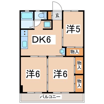 間取図 東北本線/郡山駅 バス25分堤東下車:停歩3分 2階 築38年