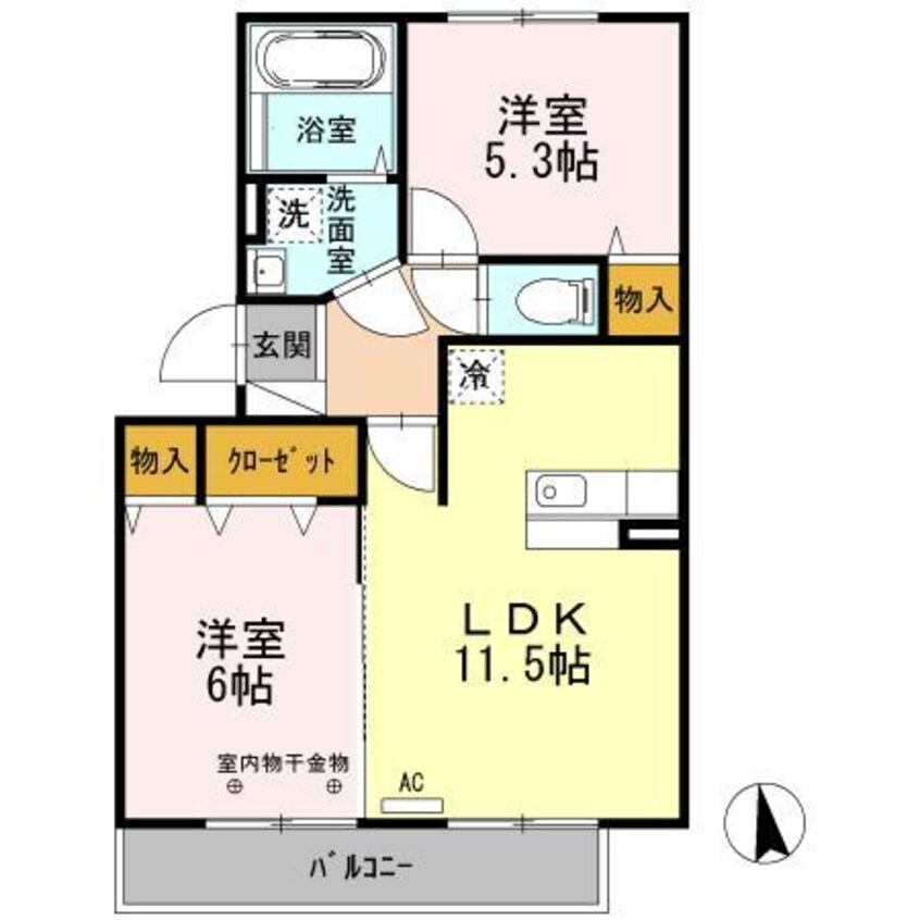 間取図 東北本線/郡山駅 バス27分御前下車:停歩6分 2階 築12年