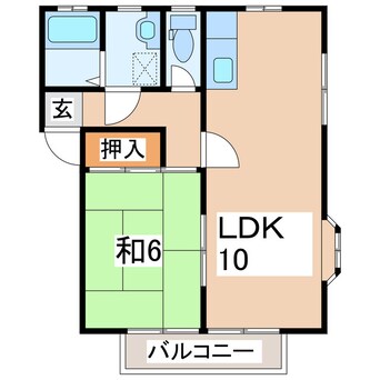 間取図 東北本線/郡山駅 バス14分開成山プール下車:停歩3分 2階 築26年